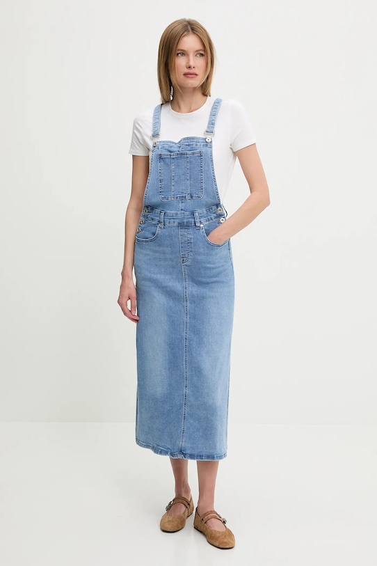 Answear Lab rochie din denim midi albastru HM5243.fos