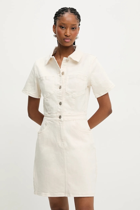 Answear Lab rochie din denim fixat bej RD2339.5.fos