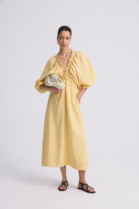 Answear.LAB sukienka lniana casual żółty WIL3112.tos