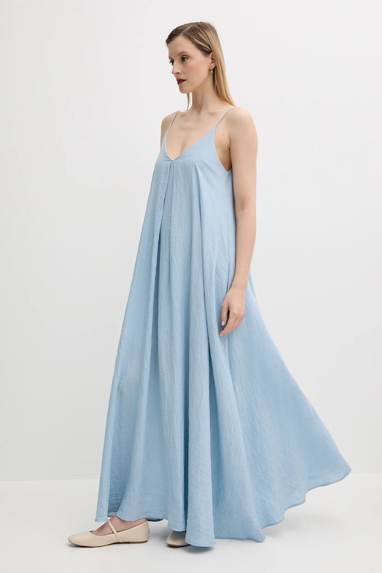 Answear Lab rochie din in maxi albastru 748.HAK