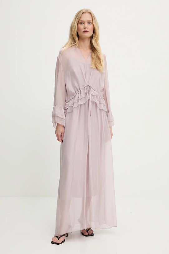 Answear.LAB sukienka z jedwabiem casual różowy D11063.ios