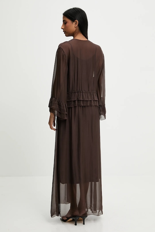 Answear.LAB sukienka z jedwabiem D11063.ios brązowy WW25
