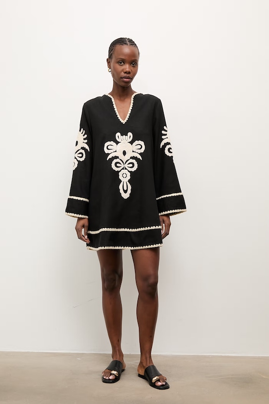 Answear.LAB sukienka letnia z lnem 3128.iak czarny WW25