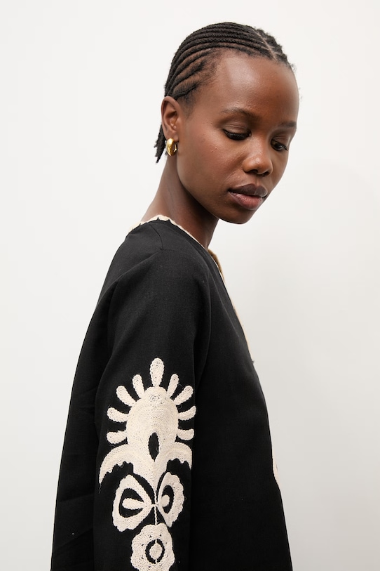 Answear.LAB sukienka letnia z lnem 3128.iak czarny