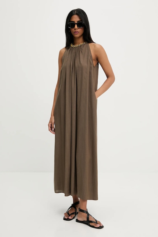 Answear.LAB sukienka z lnem casual zielony PK2983.iak