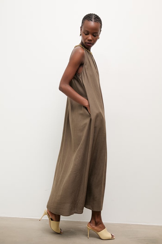 Ρούχα Answear.LAB καλοκαιρινό λινό PK2983.iak πράσινο