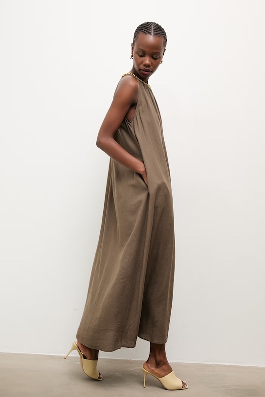 Ρούχα Answear.LAB καλοκαιρινό λινό PK2983.iak πράσινο