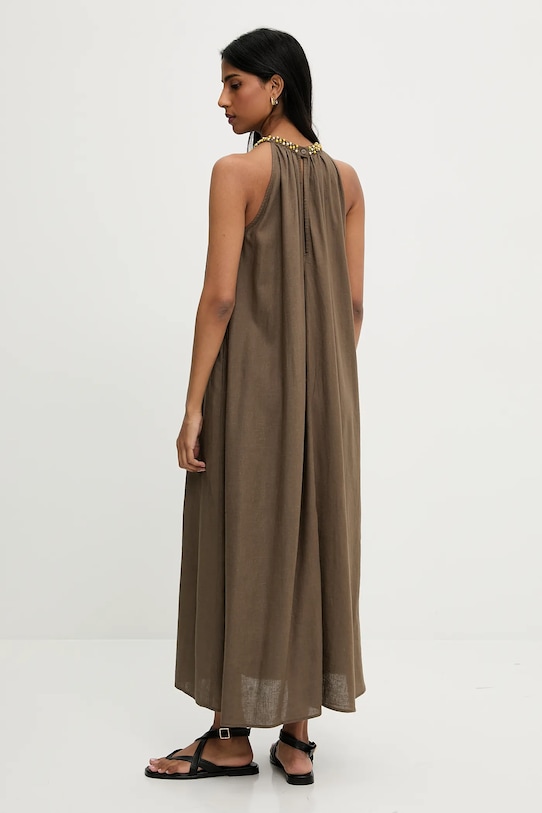 Odzież Answear.LAB sukienka z lnem PK2983.iak zielony