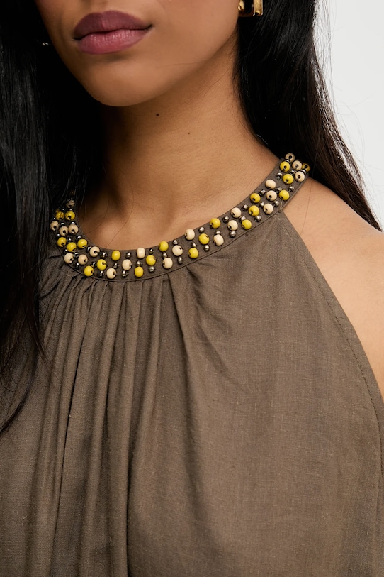 Answear.LAB sukienka z lnem PK2983.iak zielony