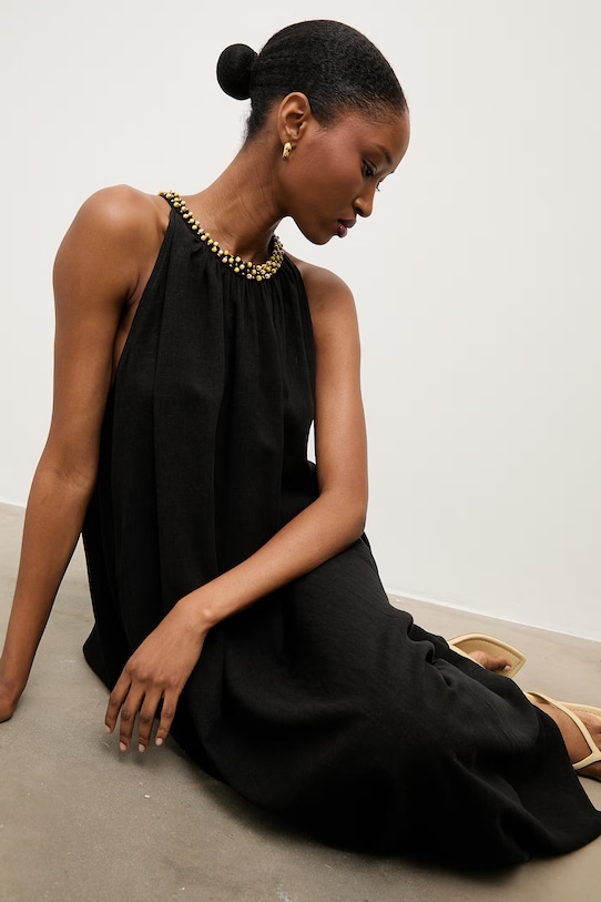 Answear.LAB καλοκαιρινό με λινό μαύρο PK2983.iak