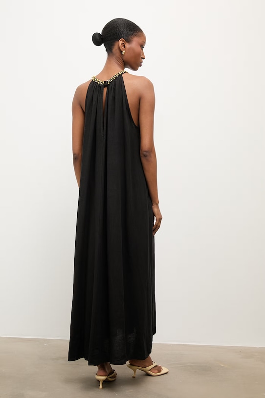 Ρούχα Answear.LAB καλοκαιρινό με λινό PK2983.iak μαύρο