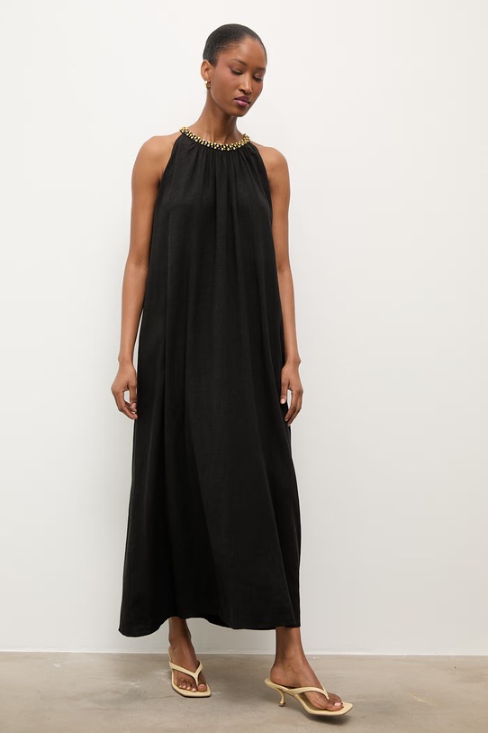 Answear.LAB καλοκαιρινό με λινό μαύρο PK2983.iak