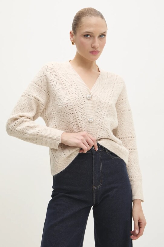 Answear Lab cardigan de lana grosime medie bej a8428.flk