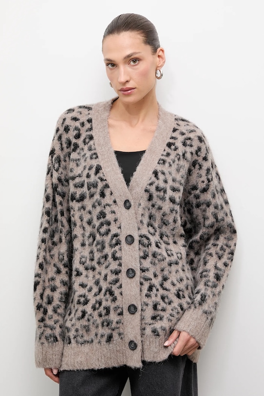Answear Lab cardigan cu modele maro sng.42.tos