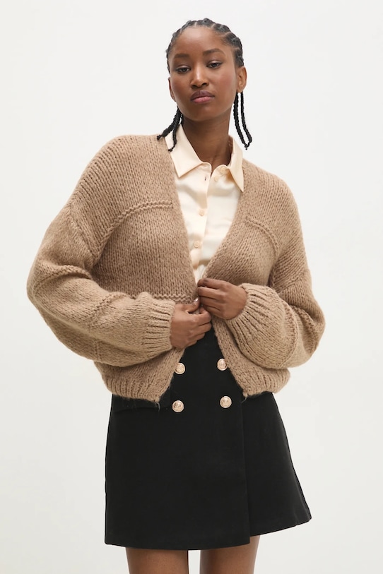 Answear.LAB kardigan z wełną z domieszką wełny brązowy 92707.ios