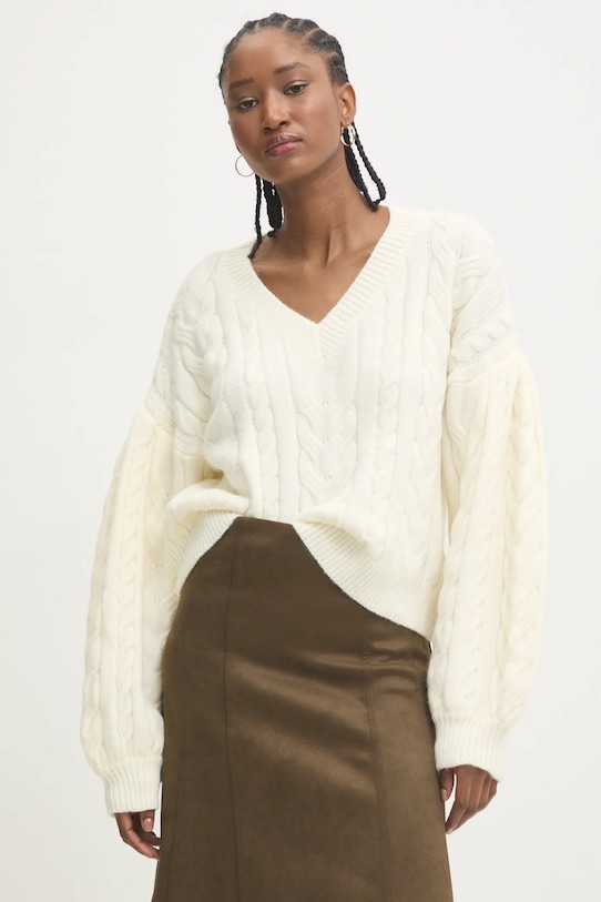 Answear.LAB sweter z wełną szpic beżowy lu4410.fos