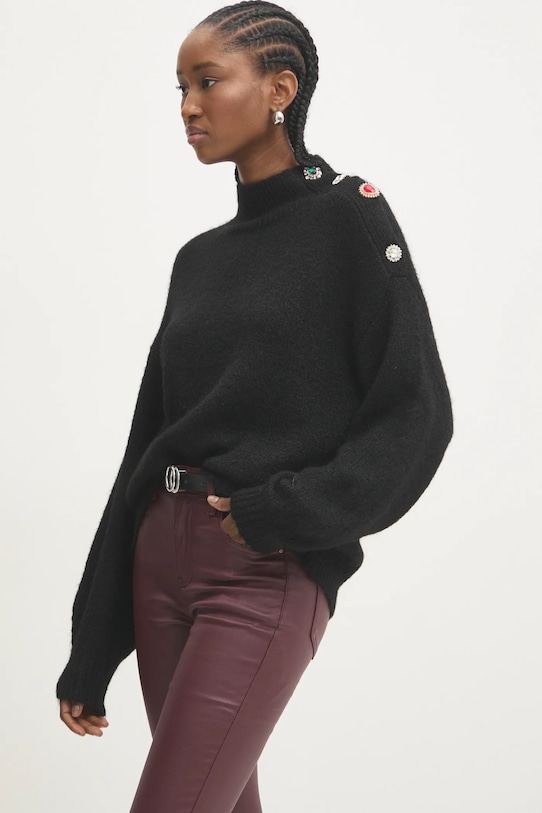 Vlnený sveter Answear.LAB lu2407.fos čierna WW25