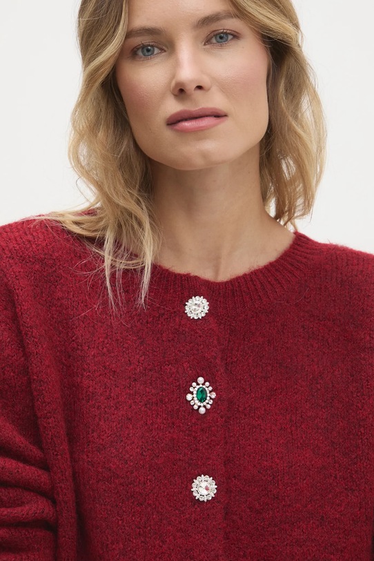 Answear Lab kardigan z wełną bordowy lu2411fos