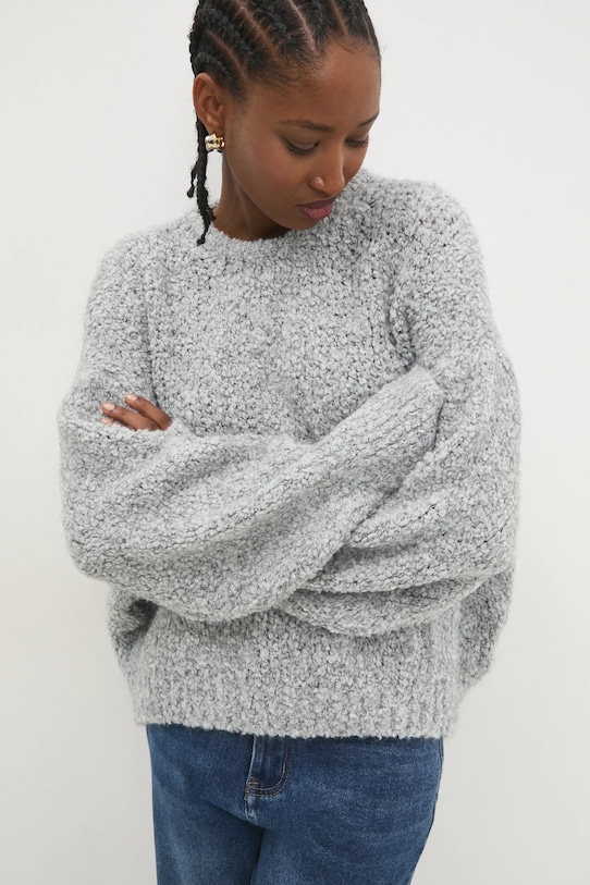 Пуловер с вълна Answear.LAB флорален сив 24526.fms