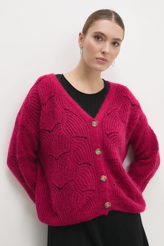 Answear.LAB kardigan z wełną z domieszką wełny różowy 7261.fms