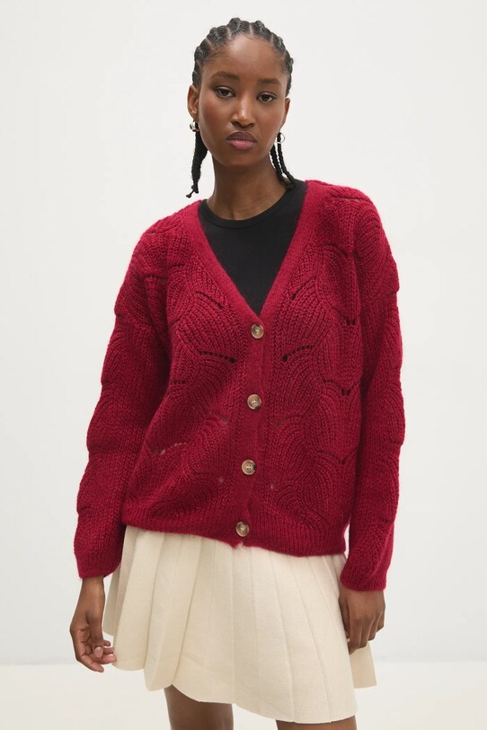 Answear Lab cardigan de lana 7261.fms burgundia