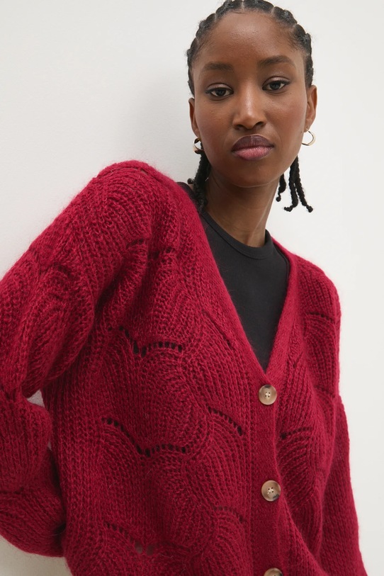 Vlnený kardigán Answear.LAB s prímesou vlny burgundské 7261.fms