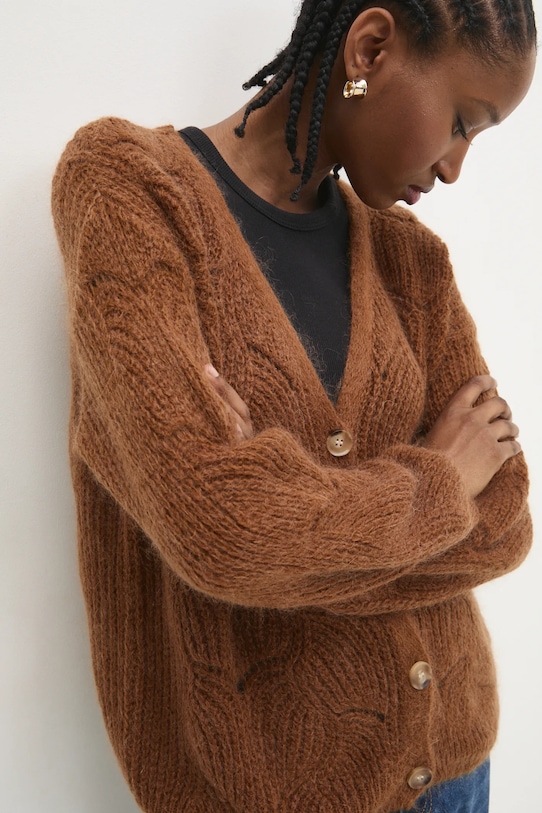Answear.LAB kardigan z wełną 7261.fms brązowy WW25