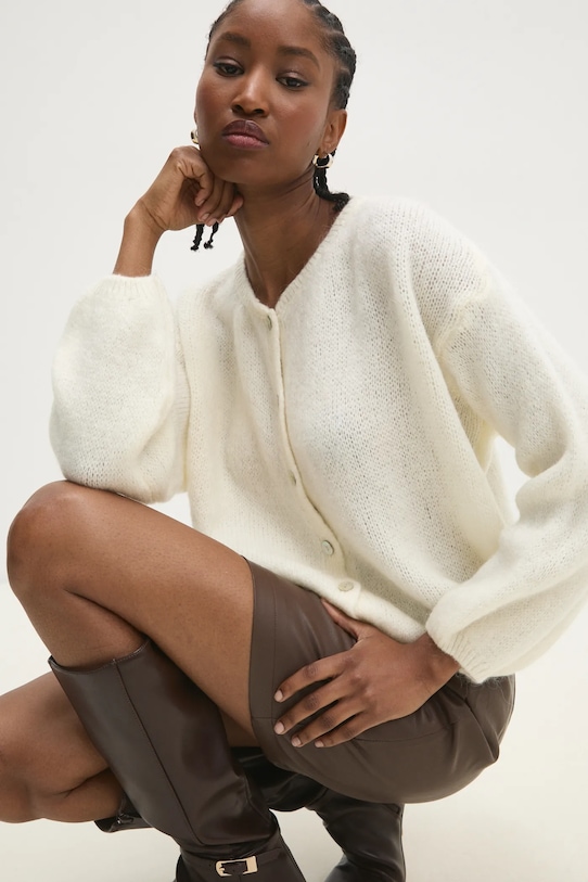 Answear Lab cardigan de lana uni bej 8179.fms