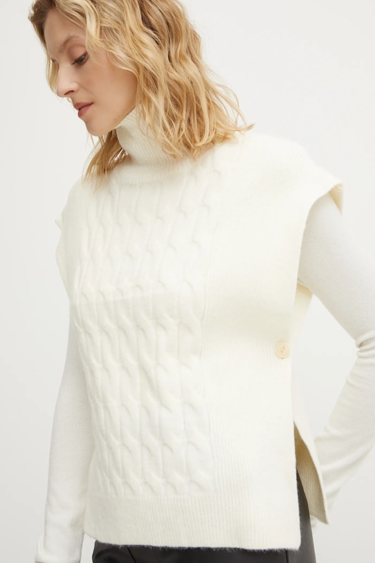 Жилетка з вовною Answear.LAB з додаванням вовни бежевий YZ3239.HWK