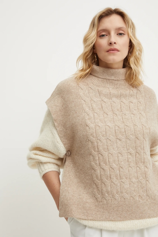 Vlnená vesta Answear.LAB s prímesou vlny hnedá YZ3239.HWK