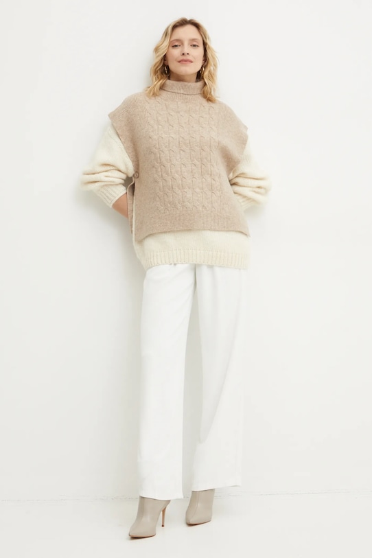 Vlnená vesta Answear.LAB YZ3239.HWK hnedá WW25