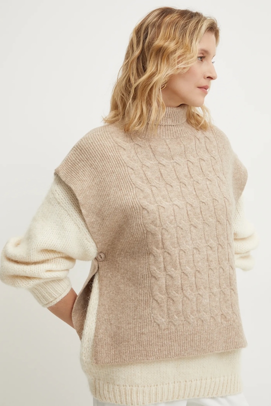 Vlnená vesta Answear.LAB hnedá YZ3239.HWK