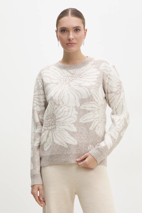 Μάλλινη μπλουζα Answear.LAB με μείγμα μαλλιού μπεζ KP227.hms