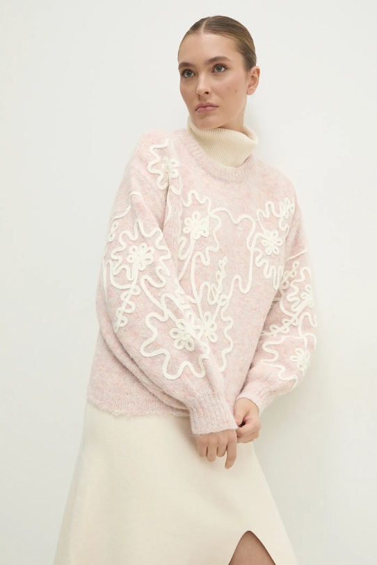 Μάλλινη μπλουζα Answear.LAB με μείγμα μαλλιού ροζ SM2810.hos