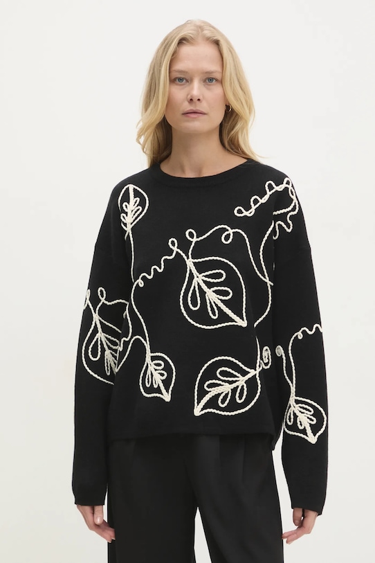 Answear.LAB sweter aplikacja czarny 7041.hos