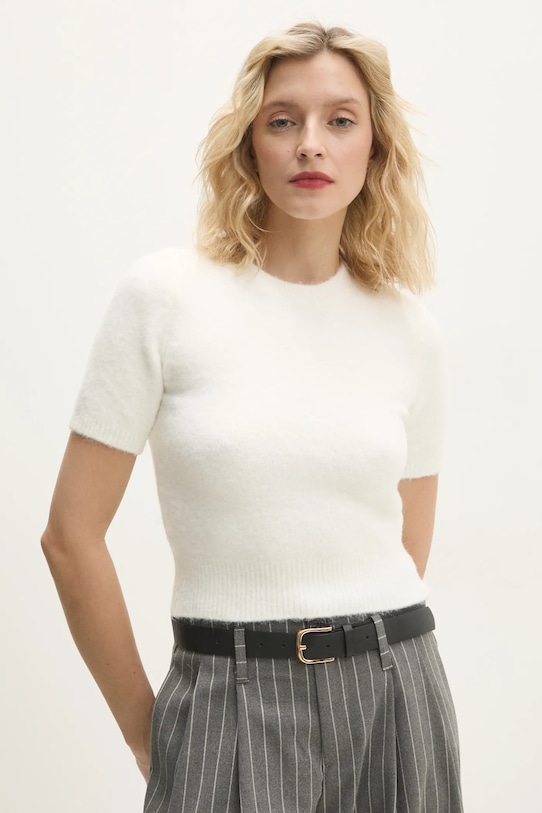 Answear Lab pulover din amestec de lana grosime medie alb 10651..tlk