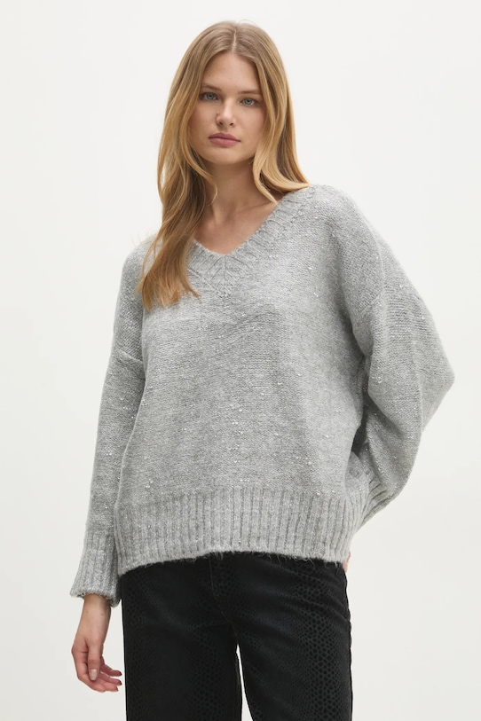 Sveter Answear.LAB V výstrih sivá 4126.tms