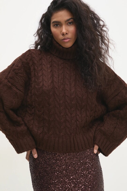 Answear.LAB maglione scollo a colletto alto marrone 3598.tms