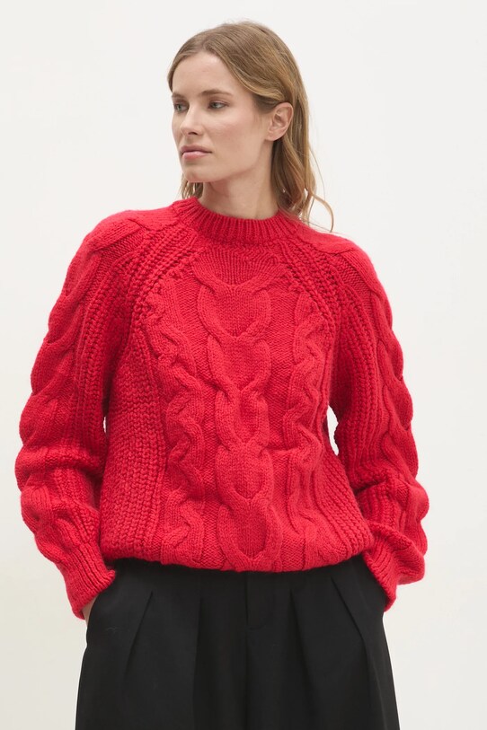 Answear Lab pulover groase rosu 30059.tos