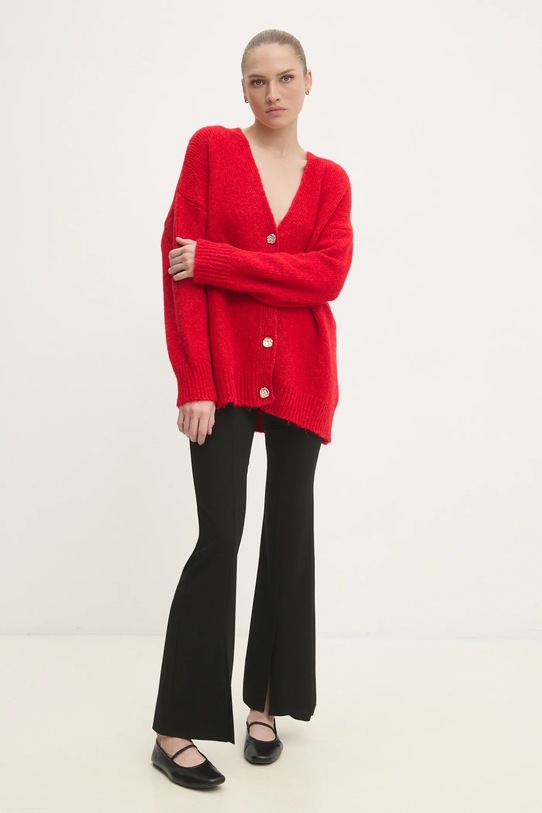 Answear.LAB kardigan z wełną sng.69.tos czerwony WW25