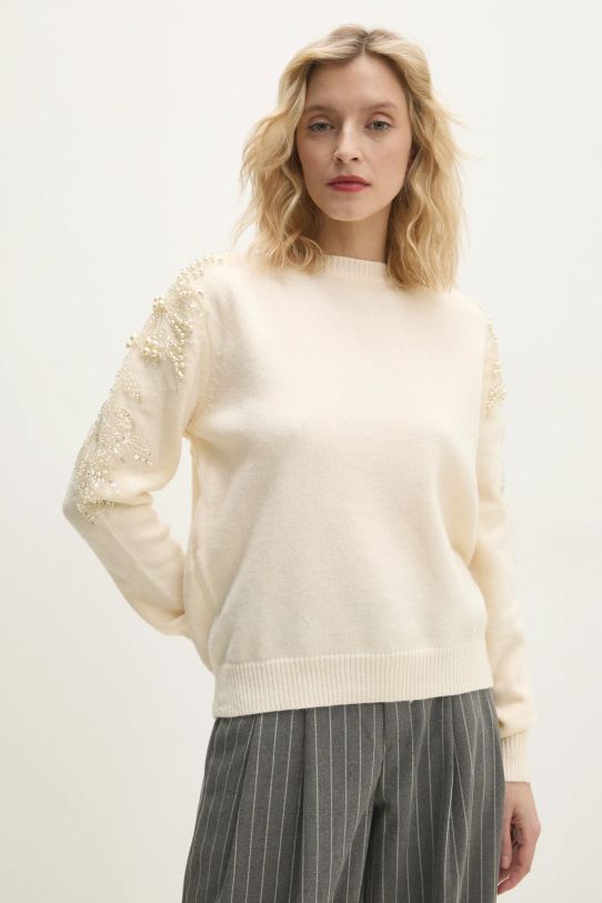 Answear Lab sweter aplikacja beżowy 7682.ilk