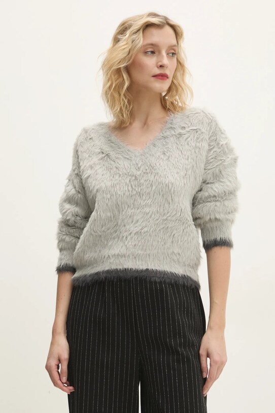 Svetr Answear.LAB V výstřih šedá yn311.ilk