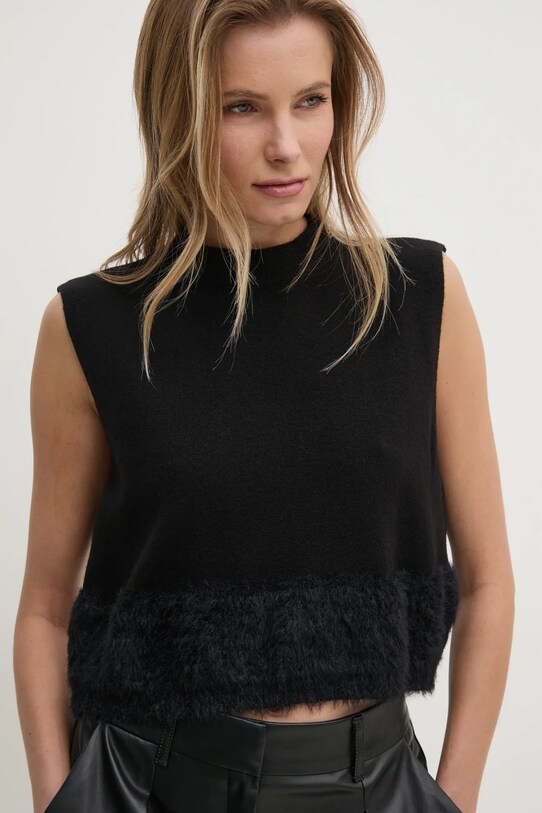 Answear Lab vesta cu lana grosime medie negru CBGL3421.IKK