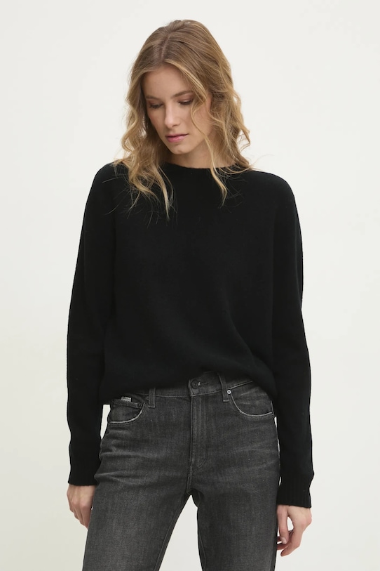Answear.LAB sweter wełniany okrągły czarny 86434.hms