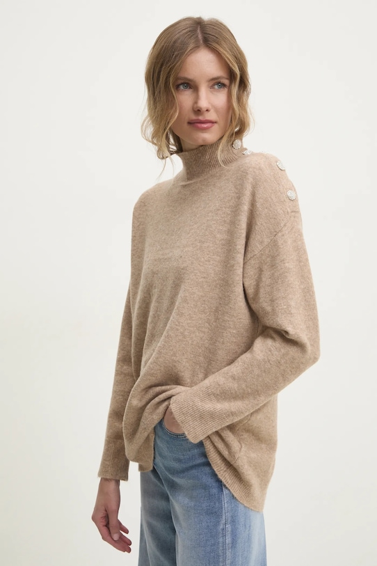 Answear.LAB sweter z wełną oversize brązowy DL368.hos