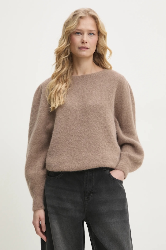 Answear Lab pulover de lana grosime medie bej 8901.flk