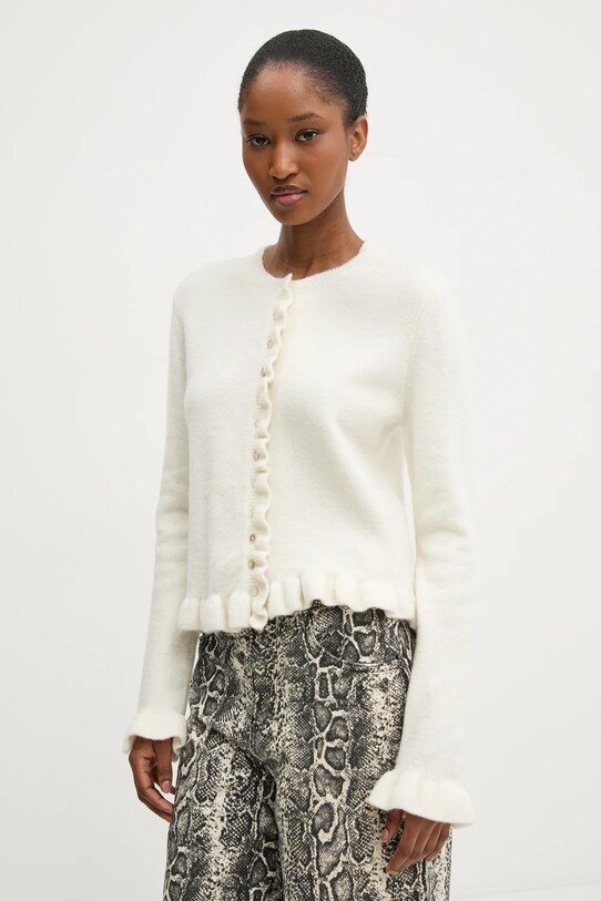 Vlnený kardigán Answear.LAB s prímesou vlny biela sng.102.tos