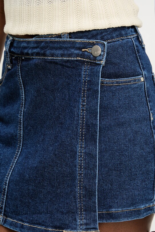 Answear Lab fustă și pantaloni denim bleumarin rd2762.flk