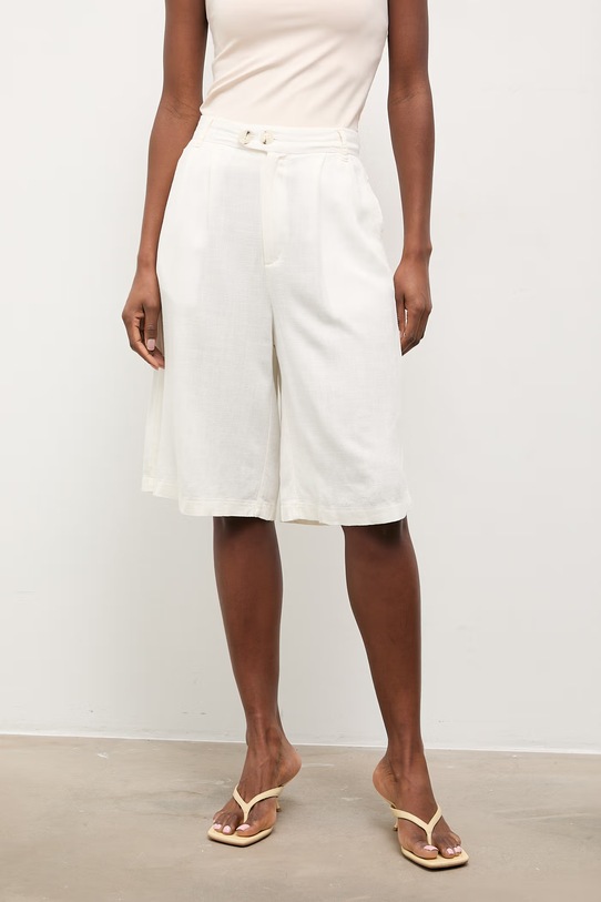 Answear.LAB szorty lniane biały BS3058.tos