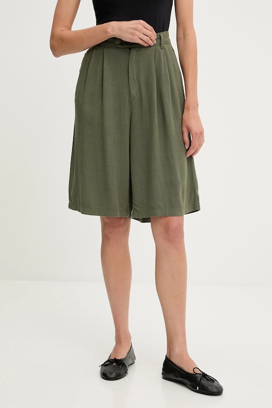 Lněné kraťasy Answear.LAB high zelená BS3058.tos